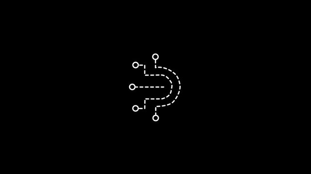 White Outline of Bitcoin Symbol with Circuit Board Pattern on Black Background cryptocurrency icon