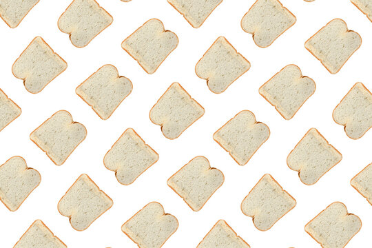 White Sliced ​​Bread Pattern Isolated on Transparent Background
