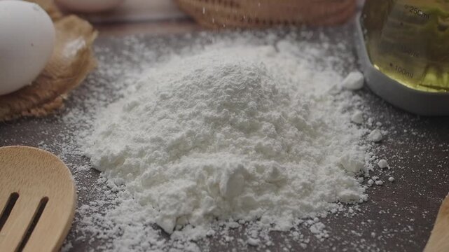 Flour preparation for baking at home kitchen space