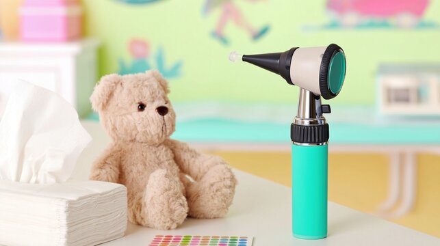 Medical Tools with Teddy Bear in Focus