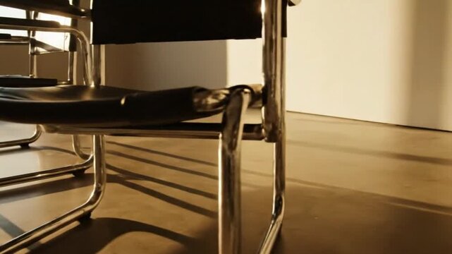Bauhaus Tubular Steel Chair in Warm Sunlight with Shadows