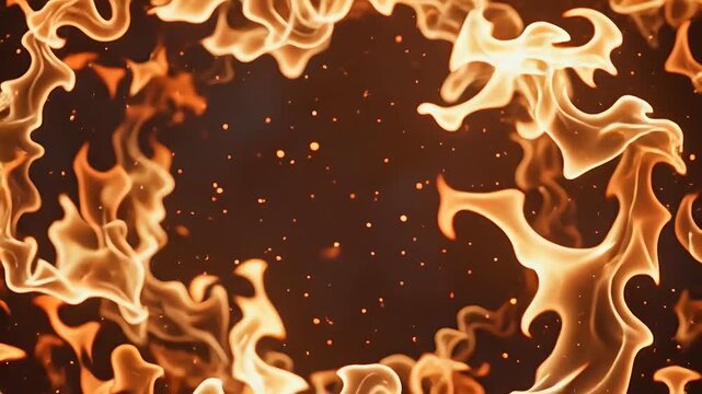 Fire Frame with Spark Particles and Dramatic Glow