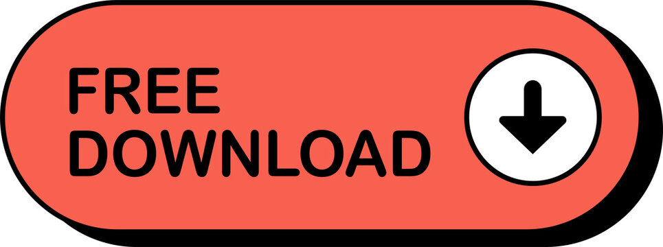 Free download button with arrow icon isolated on transparent background