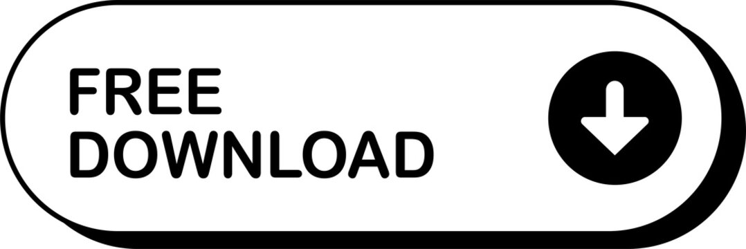 Free download button with arrow icon isolated on transparent background