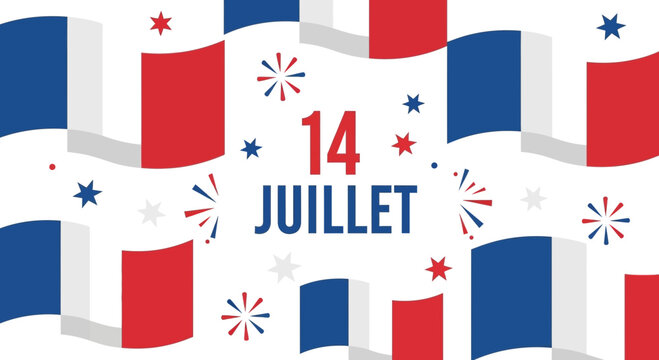 Bastille Day Celebration - French Flag Waving, Fireworks, and "14 Juillet"