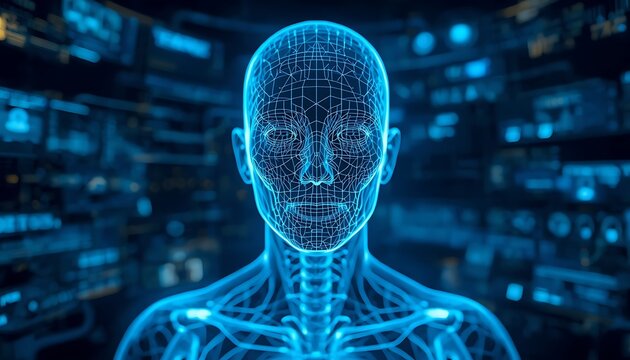 Futuristic AI Robot Assisting Doctor with Digital Medical Interface in Advanced Laboratory