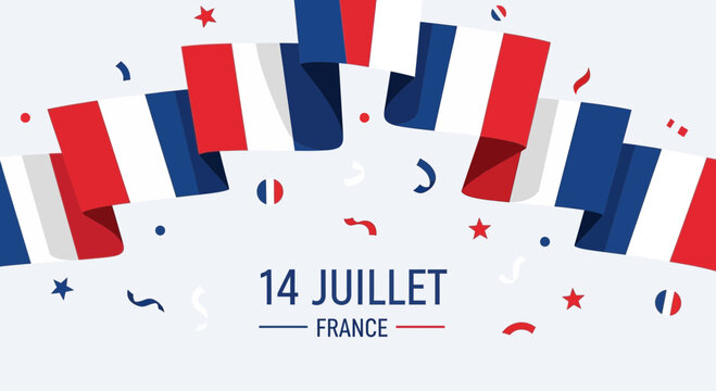 French National Day Celebration 14 Juillet with Flag Bunting and Confetti