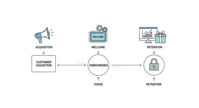 Customer onboarding process flowchart diagram.