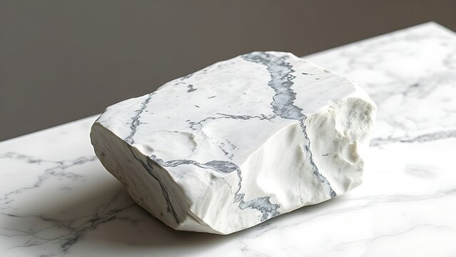 ouzo. A polished marble tabletop with a rough marble rock, contrasting textures under studio lighting. travel magazines, destination branding, designed for outdoor magazines and nature guides.
