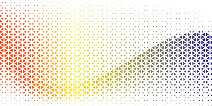 Abstract colorful triangle halftone pattern with rainbow gradient on white background, eps10