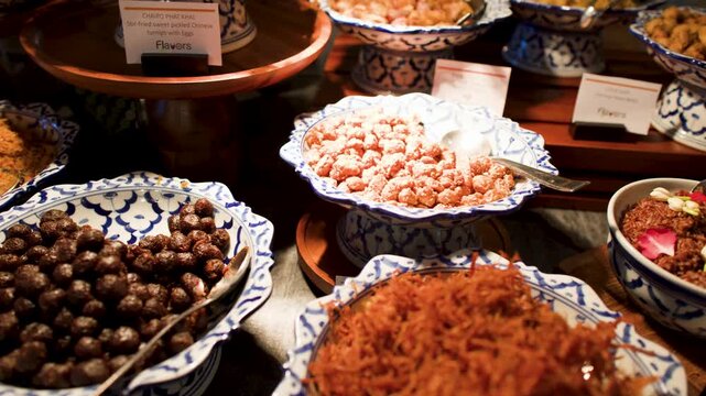 Traditional Thai Khao Chae Buffet with Jasmine Rice and Side Dishes