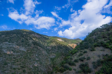 Fototapeta premium View of nature on the mountain and blue sky