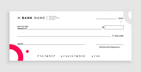 Fototapeta na wymiar blank bank cheque paper mockup in modern style