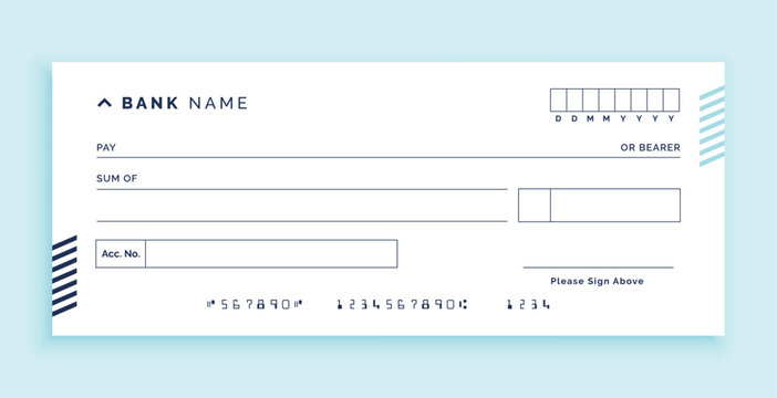 simple blank bank cheque. check from checkbook template