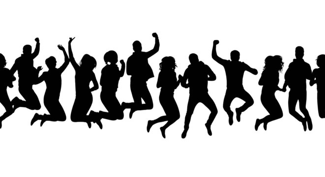 People dancing together in silhouette isolated on transparent background, Vector