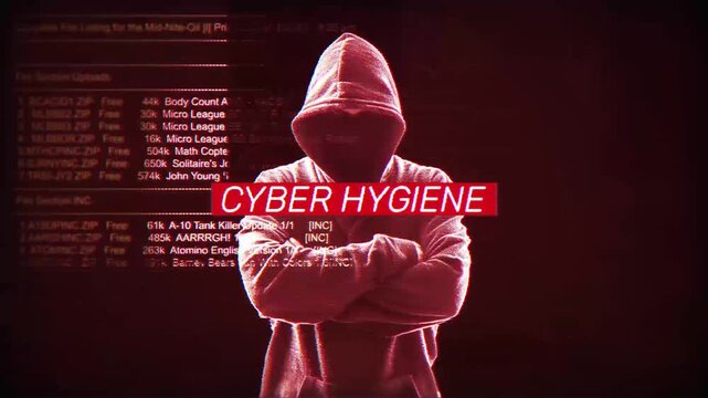 Cyber hygiene trendy and powerful words on digital screen message on computer screen