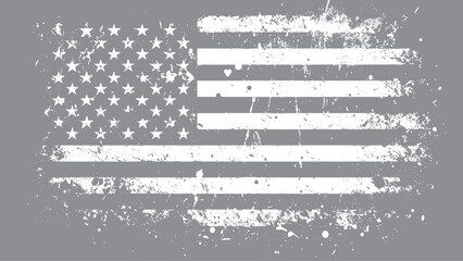 Grunge USA flag with cracked distressed vintage texture Black and white American flag with rough grunge effect © VECTOR HOUSE
