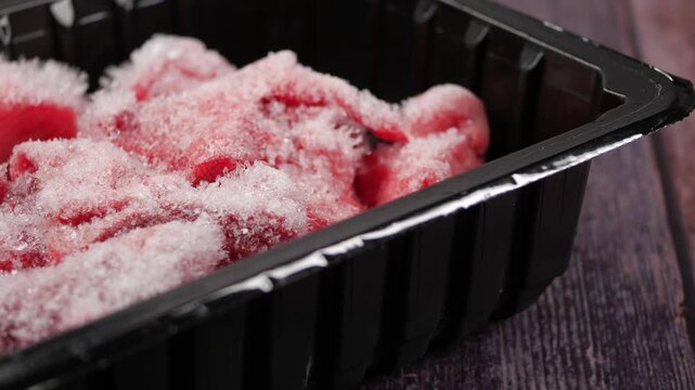 Frozen red meat in a box 
