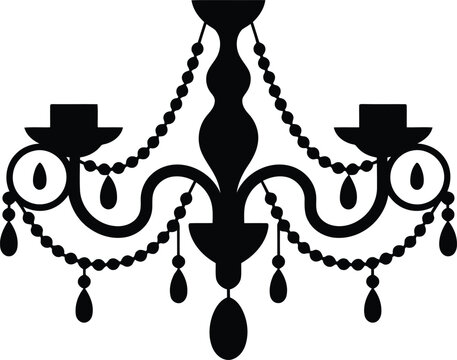 Elegant black silhouette chandelier icon with drip details decorative lighting fixture design element