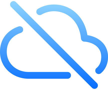 Modern blue cloud offline icon with slash for disconnected network and system status