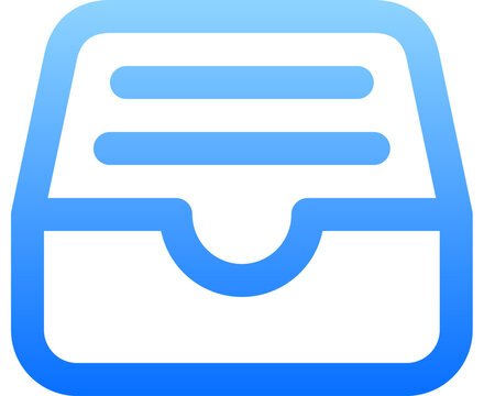 Sleek blue full file tray icon with gradient stroke for office task management and inbox apps
