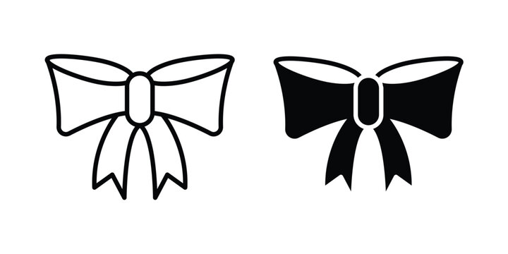 Ribbon icon vector glyph and thin stroke collection