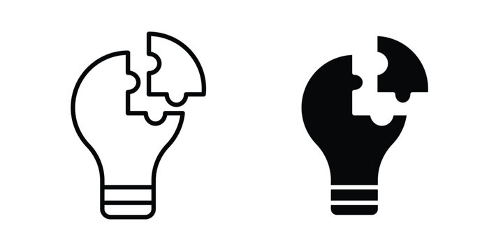 Problem solving icon vector glyph and thin stroke collection