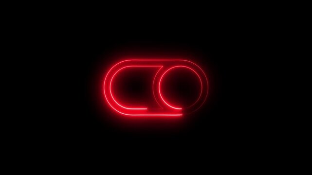 Glowing Red Toggle Switch Button Turning On Electric Circuit Neon Light Animation Technology Concept