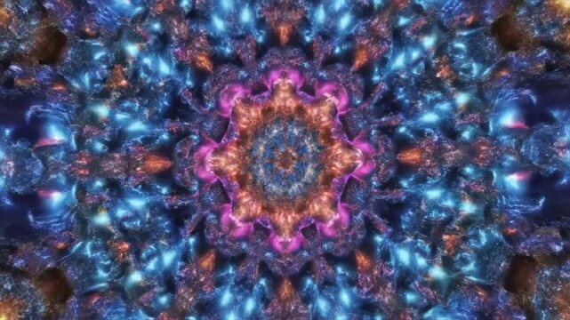 Abstract Kaleidoscopic Motion Background with Shifting Radiant Colors