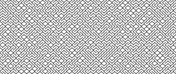 Geometric grid seamless pattern. Abstract linear repeating maze net background. Vector repeated retro line lattice backdrop. Line labyrinth texture wallpaper for graphic print, design template © vika_k