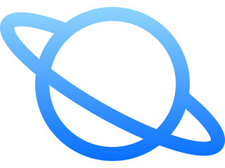 Sleek blue planet saturn icon with vibrant gradient stroke for astronomy and space education apps © titileedzs
