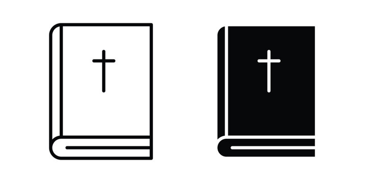 Bible icon vector glyph and thin stroke collection
