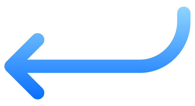 Modern blue return down back arrow icon with soft gradient outline for mobile navigation and undo apps