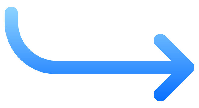 Sleek blue return down forward arrow icon with vibrant gradient stroke for website navigation and redo actions