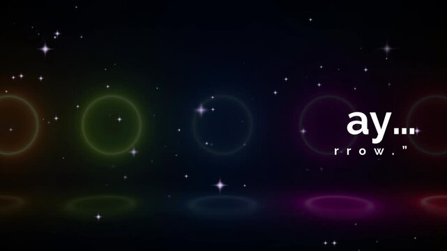 Inspirational quote on a colorful starry background with glowing circles, motivational phrase small steps today build a powerful tomorrow