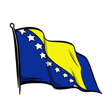 artistic handdrawn Bosnia and herzegovina flag illustration