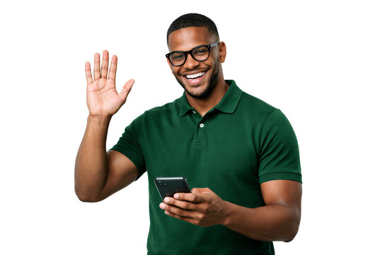 The young man held up five fingers and was holding a phone