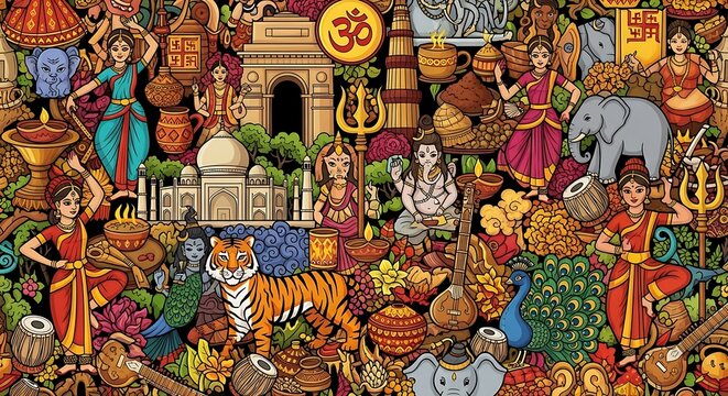 Vibrant Indian Culture Collage - A Celebration of Tradition and Heritage.