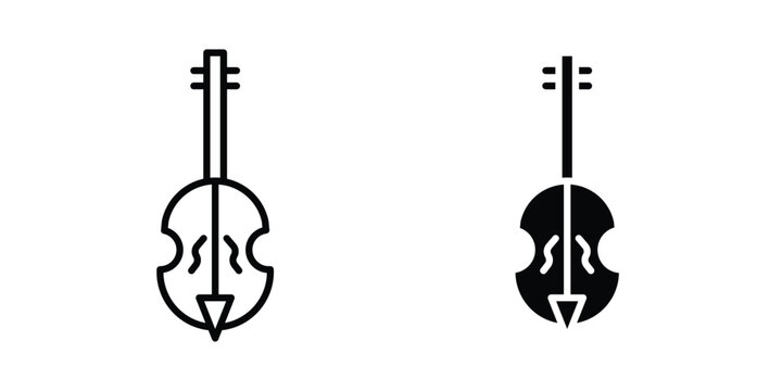 Cello icon vector glyph and thin stroke collection