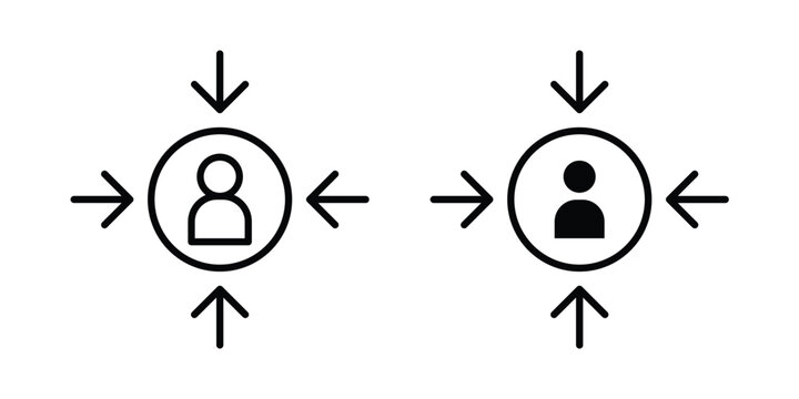 Customer centricity icon vector glyph and thin stroke collection