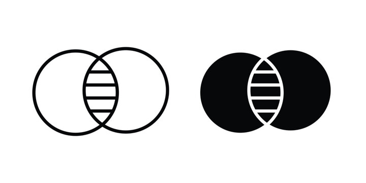 Diagram venn icon vector glyph and thin stroke collection