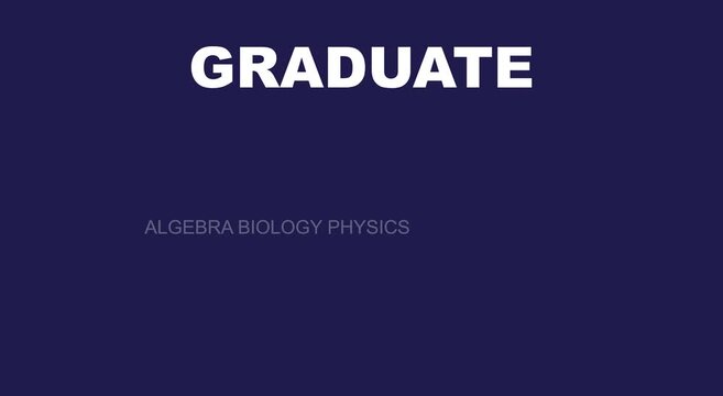 Graduate algebra biology physics academic course title motion animation