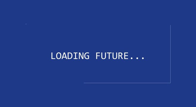 Loading future text animation on minimalist blue animation background