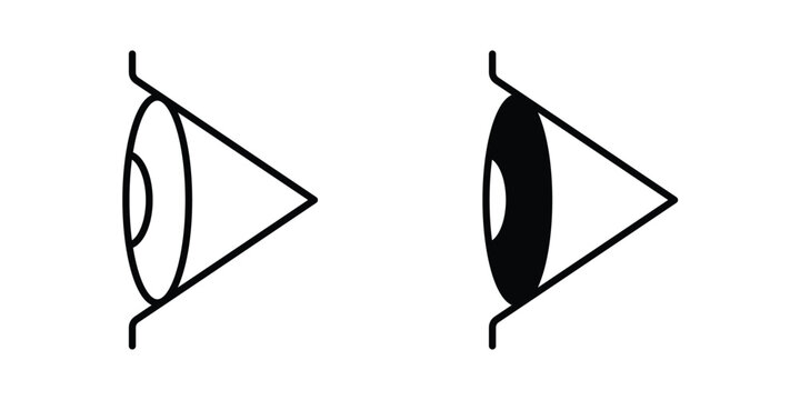 Eye side icon vector glyph and thin stroke collection