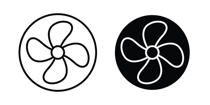 Fan icon vector glyph and thin stroke collection