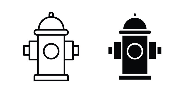 Fire hydrant icon vector glyph and thin stroke collection