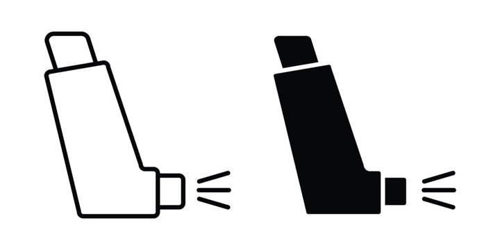 Inhaler icon vector glyph and thin stroke collection