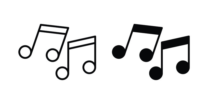 Music icon vector glyph and thin stroke collection
