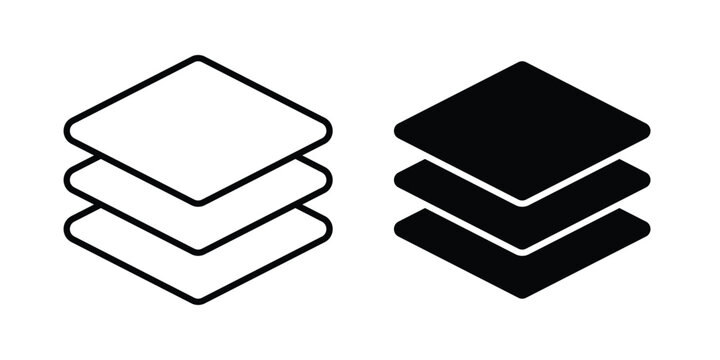 Multiple Layers icon vector glyph and thin stroke collection