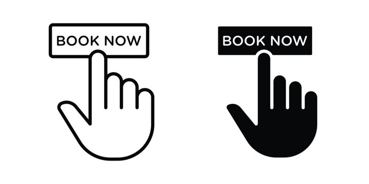 online booking icon vector glyph and thin stroke collection